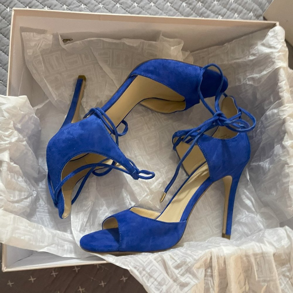 Ivanka Trump Holida D'Orsay Suede Strappy Heels - Blue Size 8 - New In Box